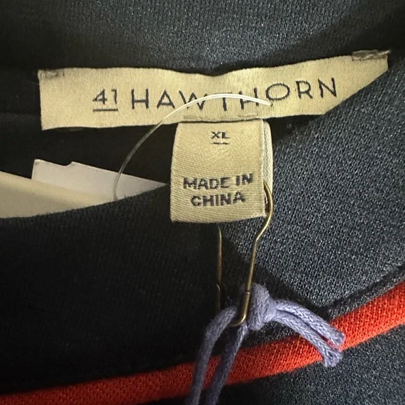 41 Hawthorn XL Navy and Orange Short Sleeved Above Knee Dress - Picture 5 of 8